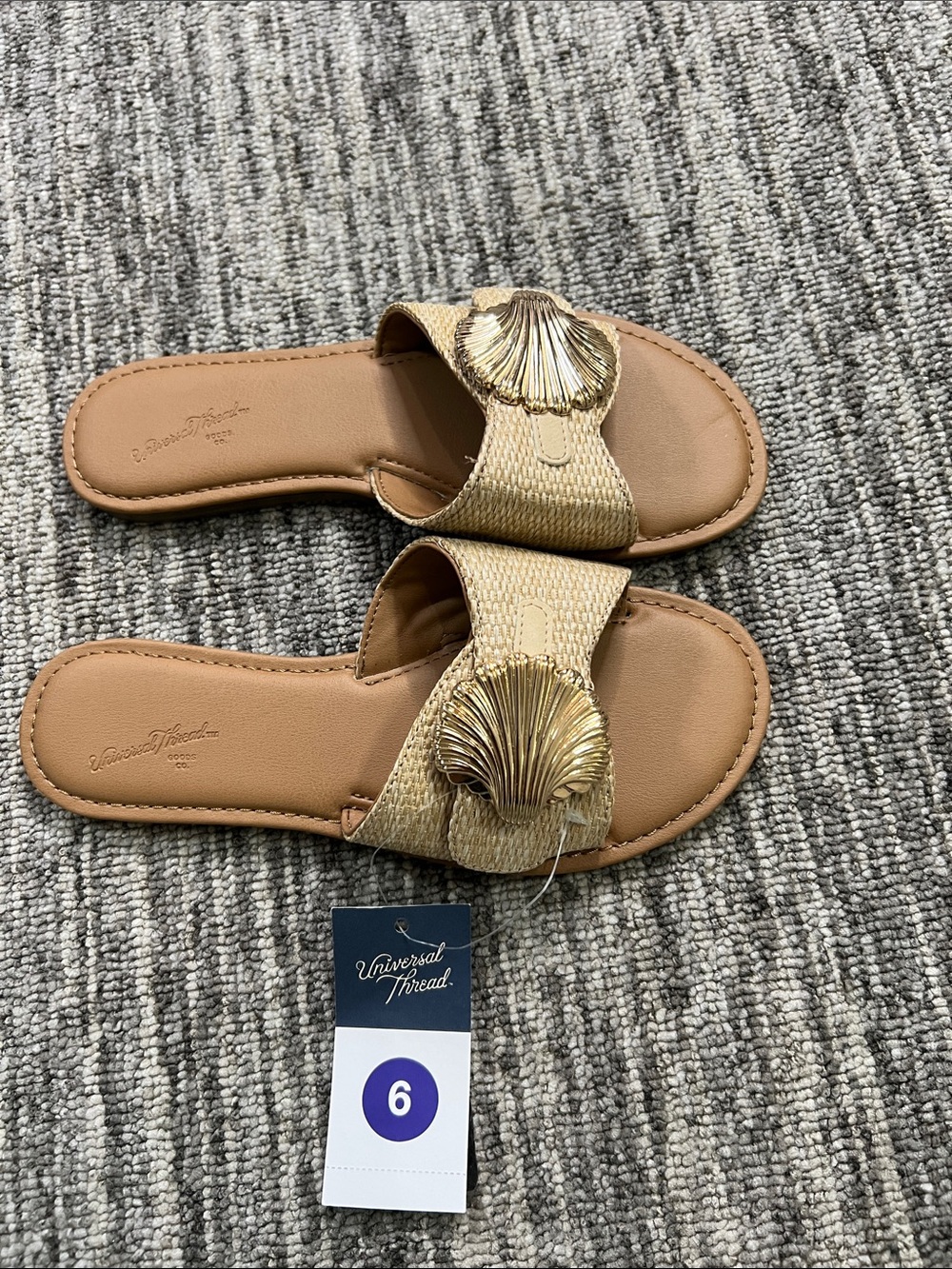 Universal Thread Women's Nesryn Raffia Shell Ornament Slide Sandal Size 6 - Picture 12 of 13